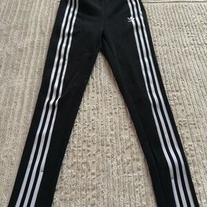 adidas Black Leggings with White Stripes